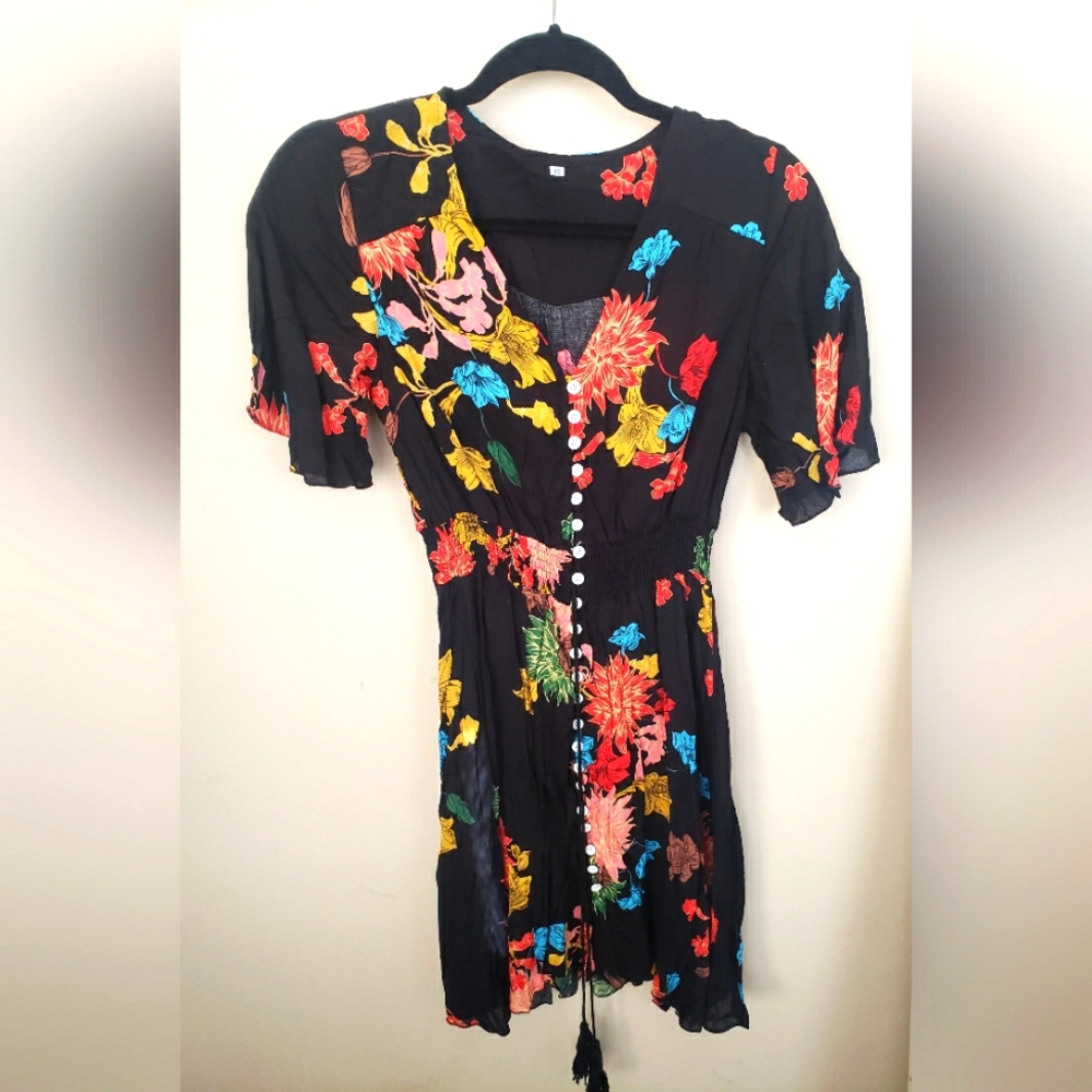 Floral print summer dress (New) Xs